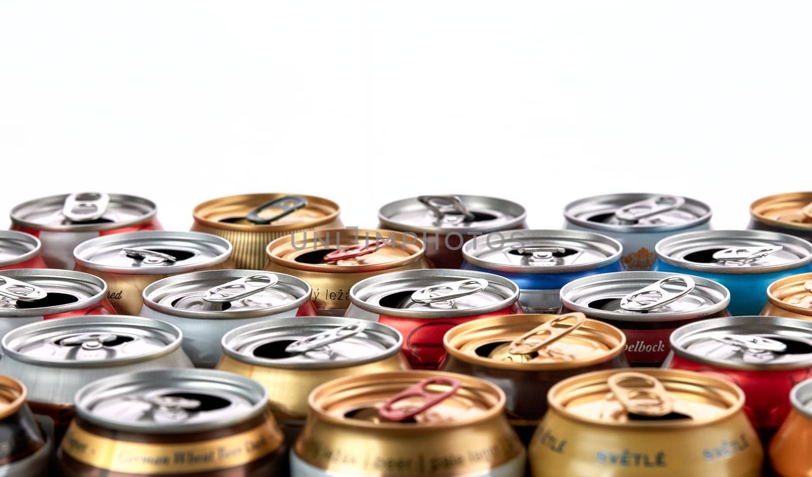 Empty aluminium drinks cans for recycling. 11.06.2019 Rostov-on-Don, Russia