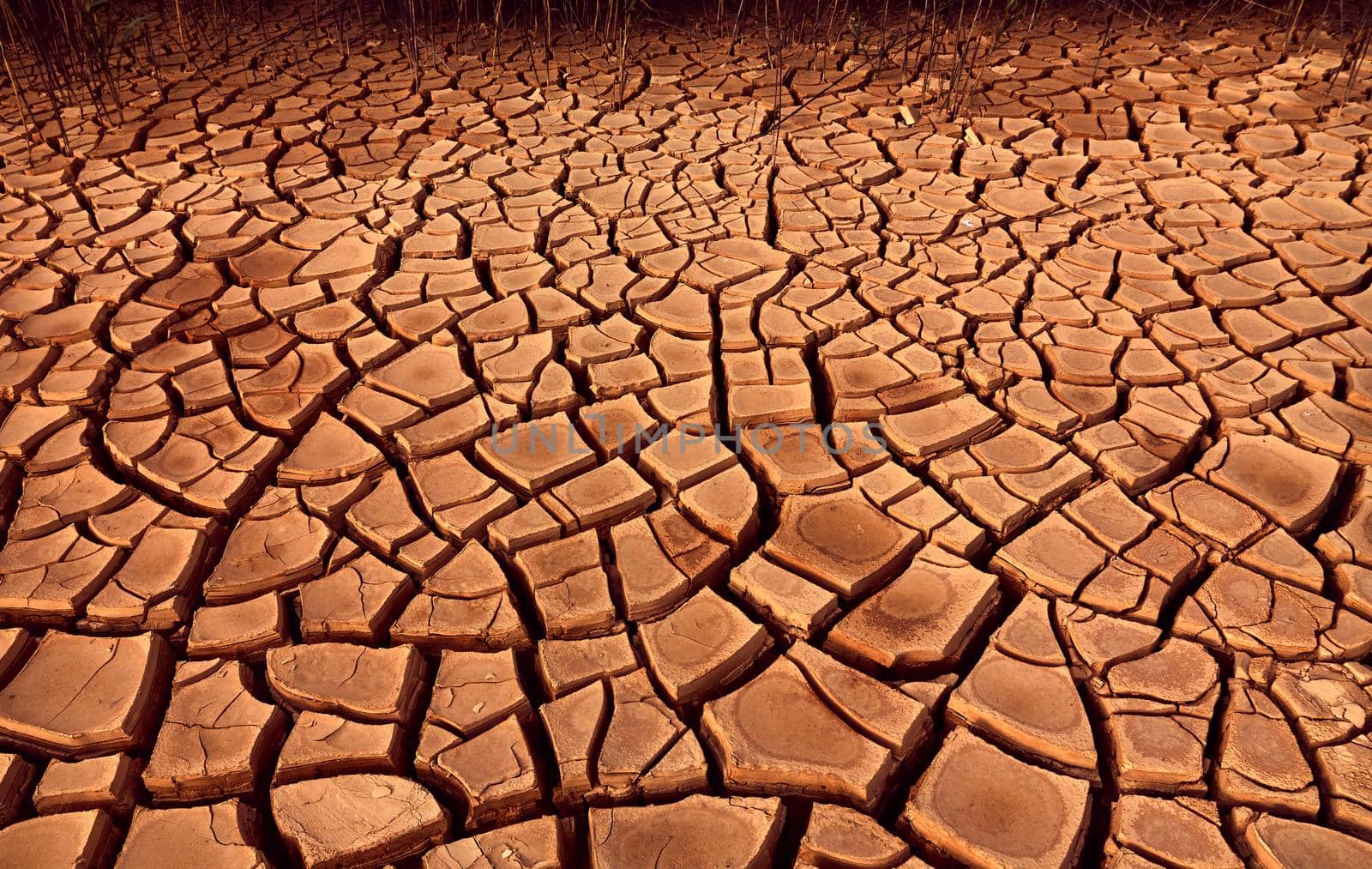 Desert. Aerial view of a beautiful cracks in the ground. texture, deep crack. Effects of heat and drought. effects of global warming. cracked desert landscape.