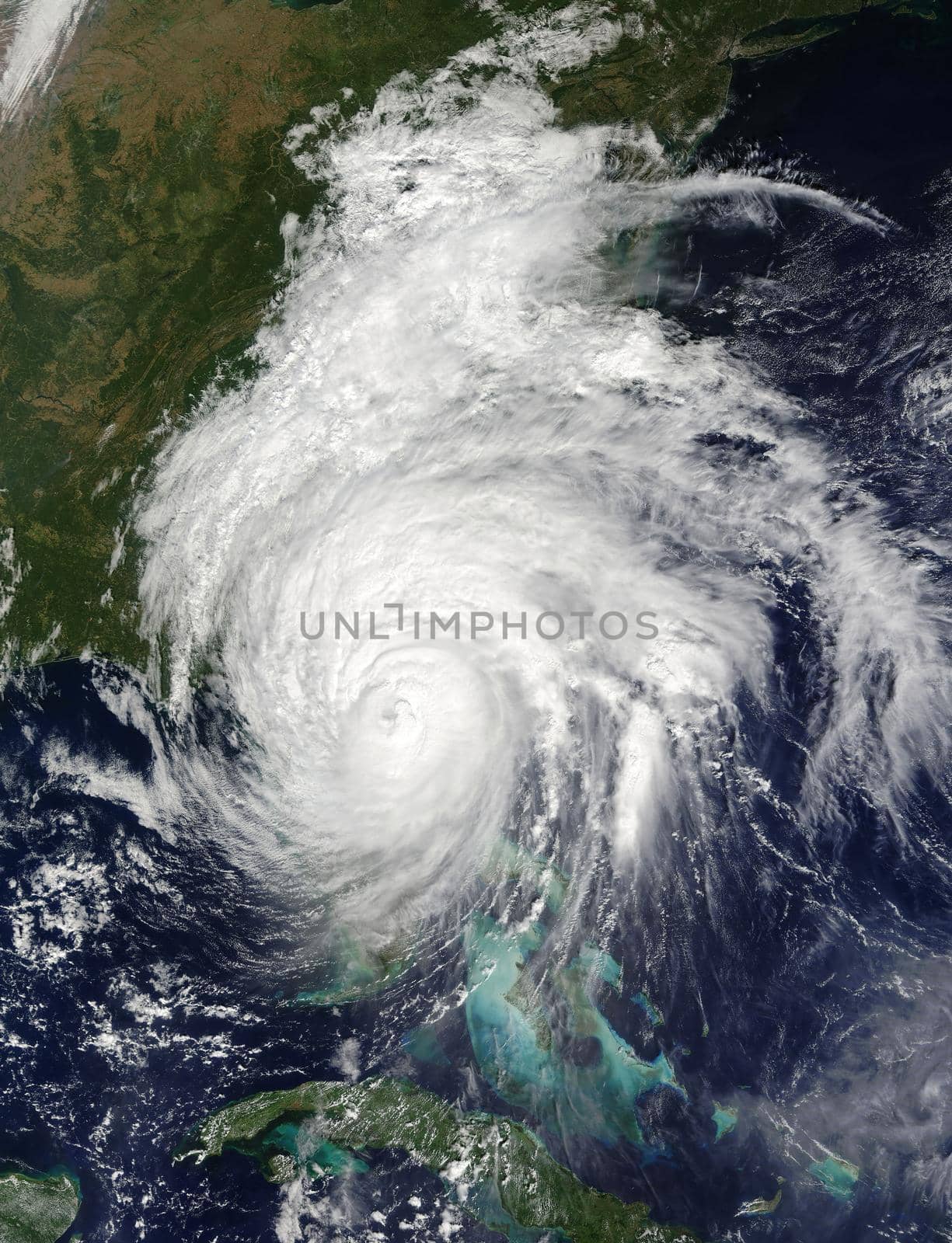 Eye of the Hurricane. Hurricane on Earth. Typhoon over planet Earth. Category 5 super typhoon approaching the coast. View from outer space. (Elements of this image furnished by NASA)