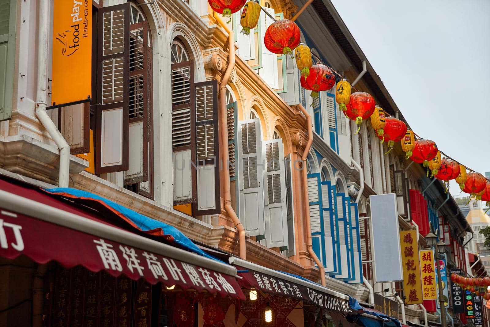 Portuguese architecture in Chinatown. 19.01.2019 Chinatown, Singapore. by EvgeniyQW