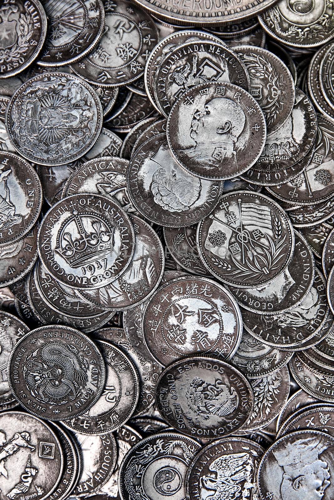 Vintage coins, World ancient coins background by EvgeniyQW