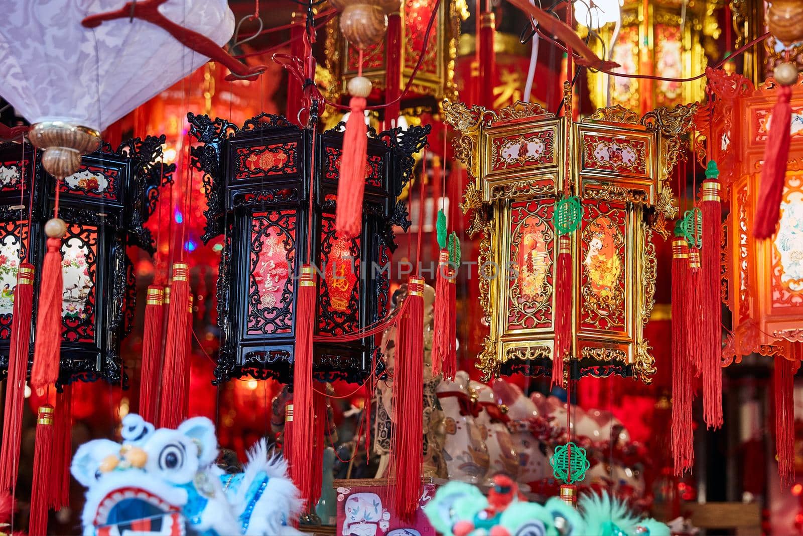 Decorations for the Chinese New Year. 19.01.2019 Chinatown, Singapore