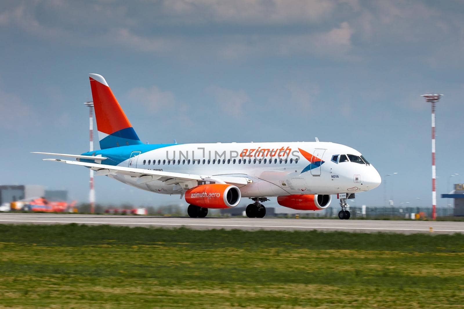 Aircraft Sukhoi Superjet 100 RA-89079 Azimut airlines takes off in airport Platov. Spotting at the airport Platov. 24.05.2019 ROSTOV-ON-DON, RUSSIA. by EvgeniyQW