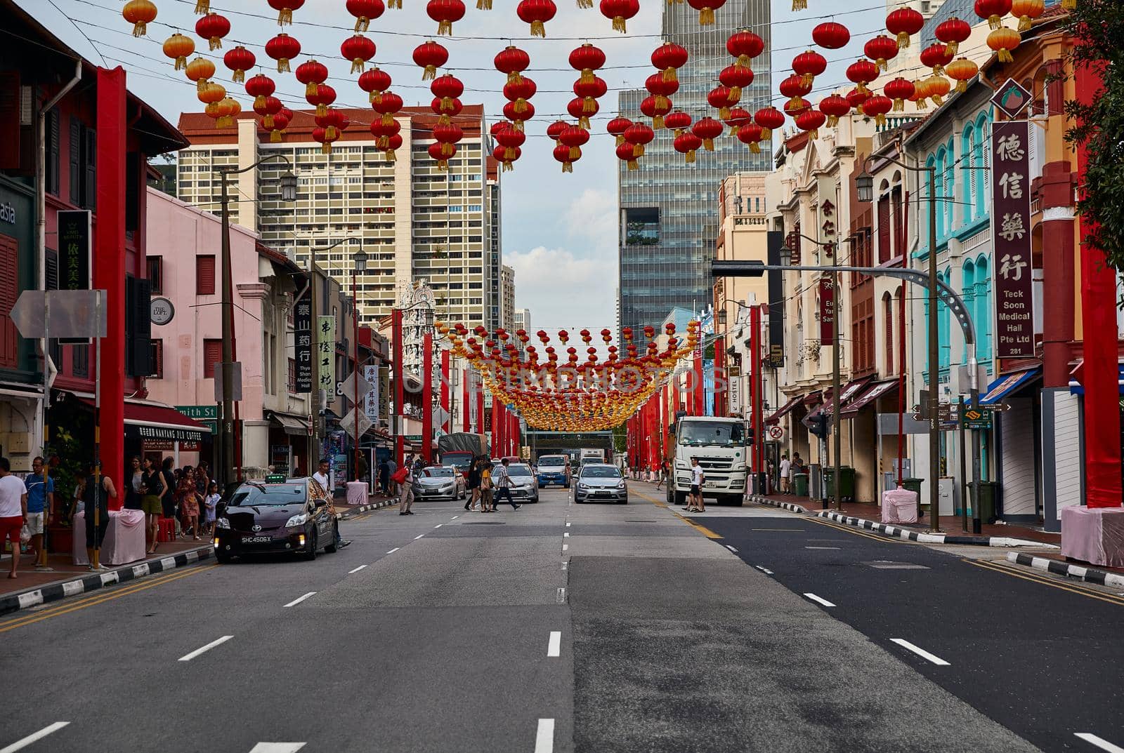 Decorations for the Chinese New Year. 19.01.2019 Chinatown, Singapore by EvgeniyQW