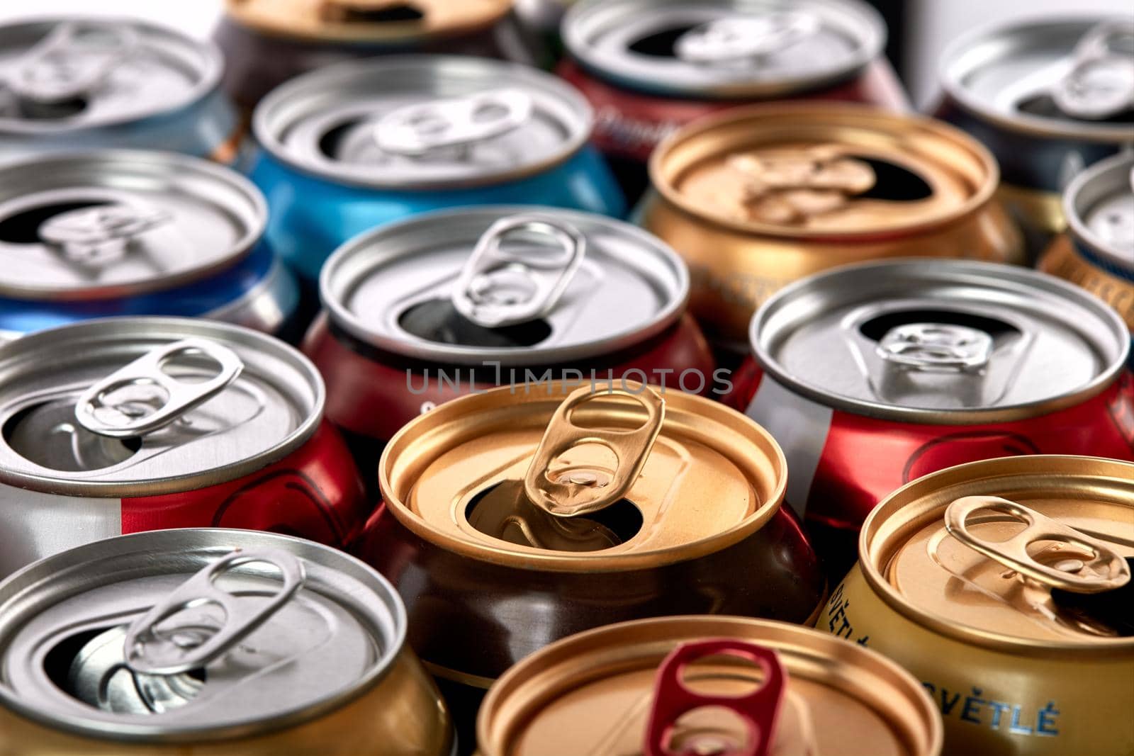 Empty aluminium drinks cans for recycling. 11.06.2019 Rostov-on-Don, Russia