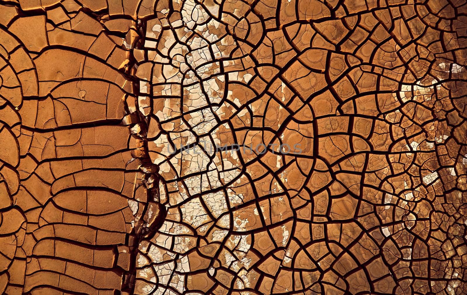 Desert. Aerial view of a beautiful cracks in the ground. texture, deep crack. Effects of heat and drought. effects of global warming. cracked desert landscape. by EvgeniyQW