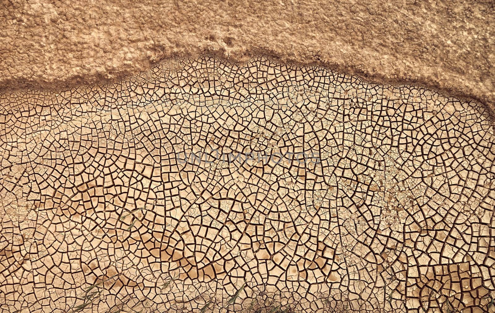 Desert. Aerial view of a beautiful cracks in the ground. texture, deep crack. Effects of heat and drought. effects of global warming. cracked desert landscape. by EvgeniyQW