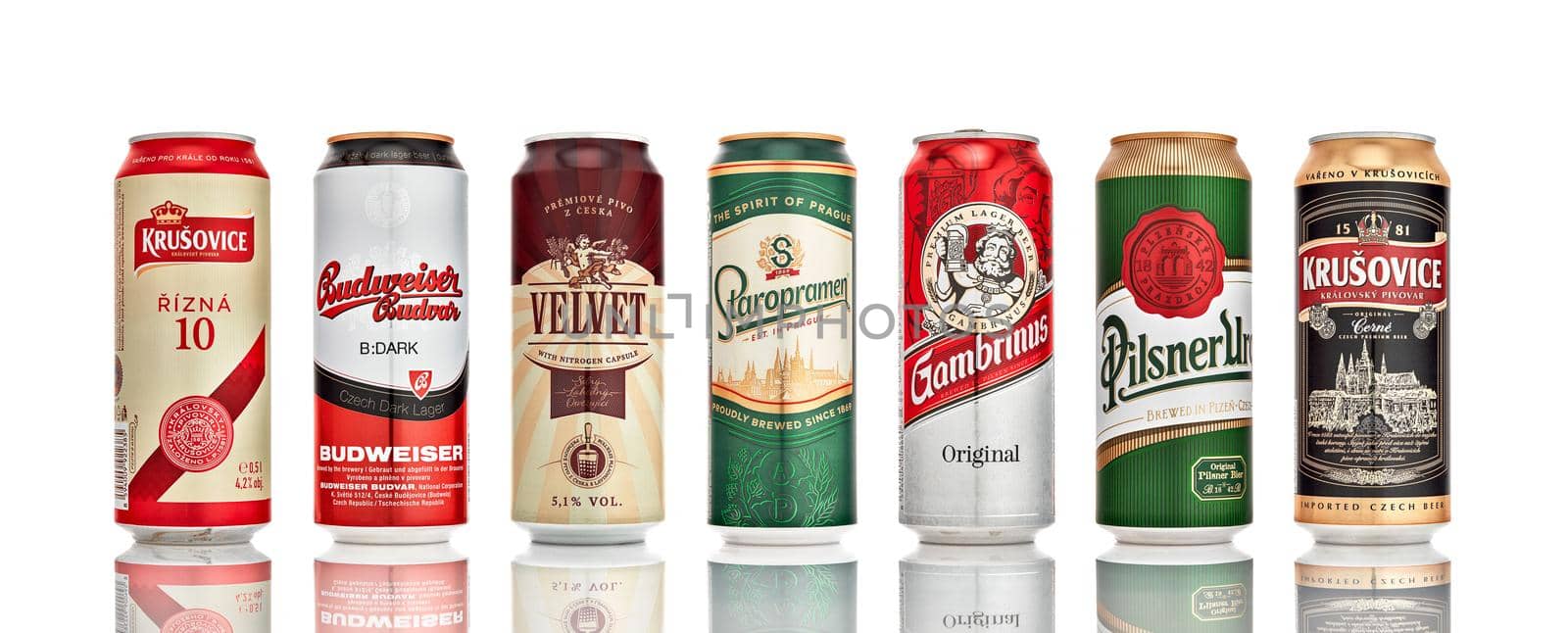 Set of popular Czech beer in cans 21.06.2019, Rostov-on-Don, Russia. by EvgeniyQW