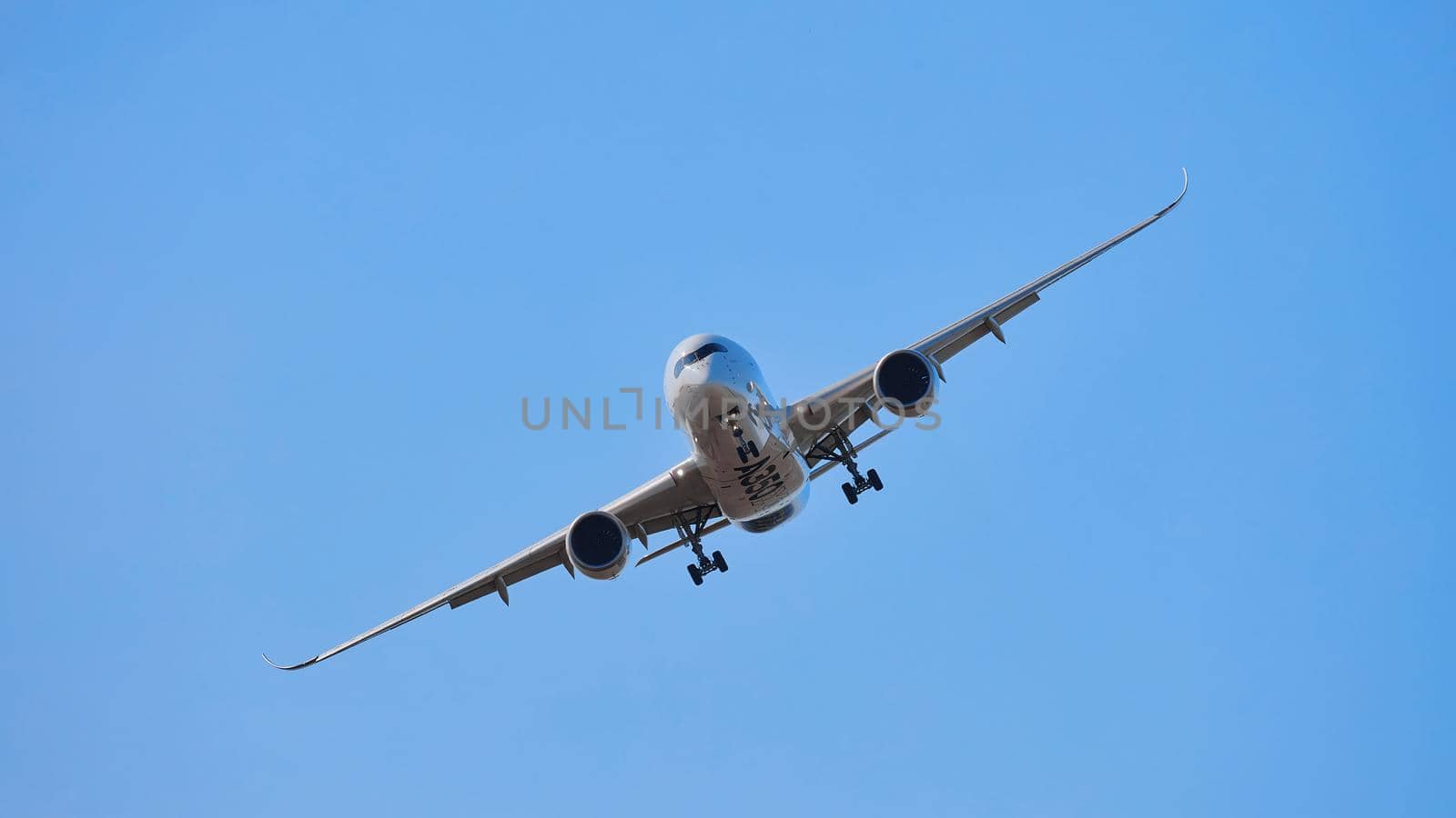 AIRBUS A350 XWB. Modern Airliner Demonstration flight on MAKS 2019 airshow. ZHUKOVSKY, RUSSIA, AUGUST 30, 2019 by EvgeniyQW