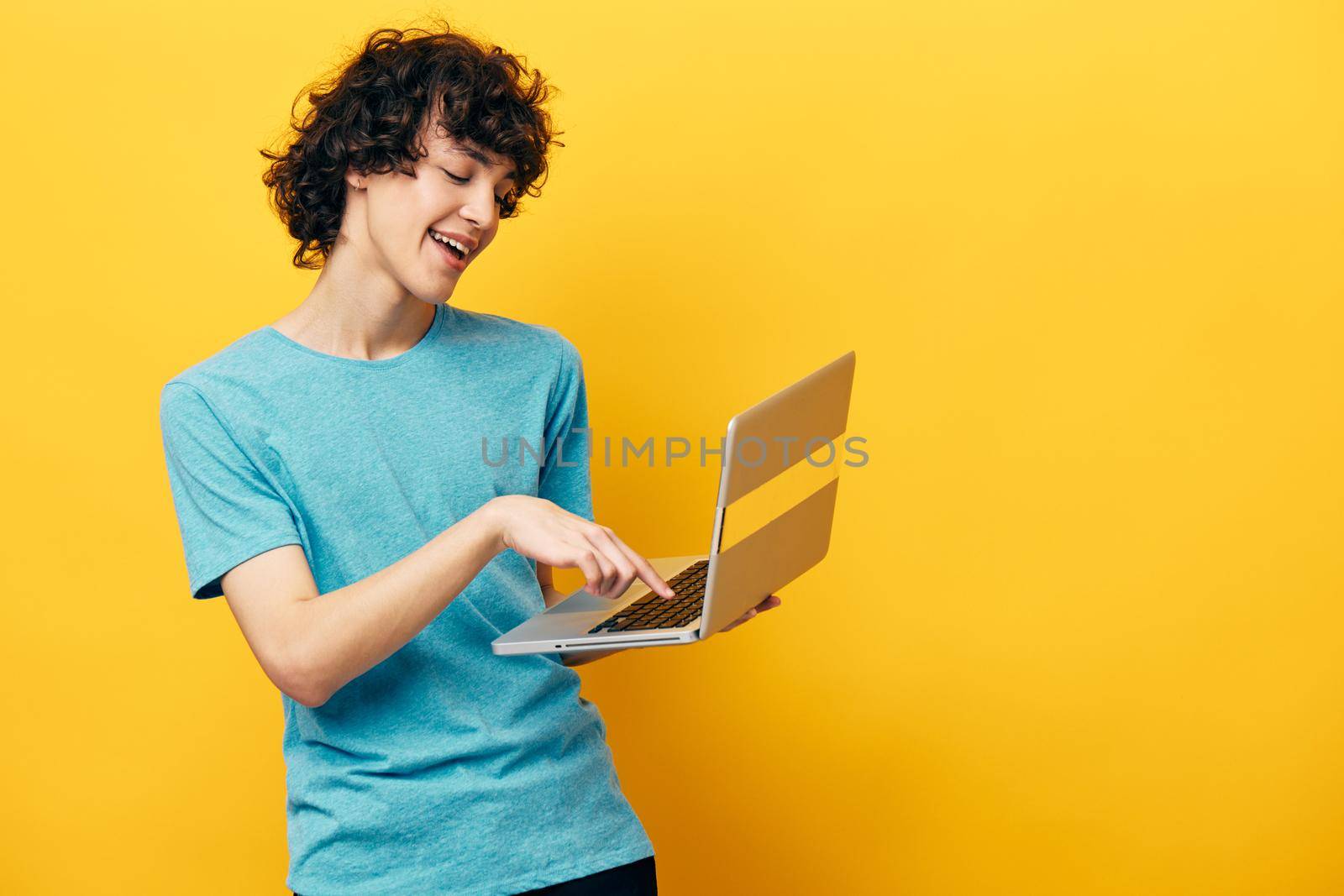 student laptop online chat communication isolated backgrounds by SHOTPRIME