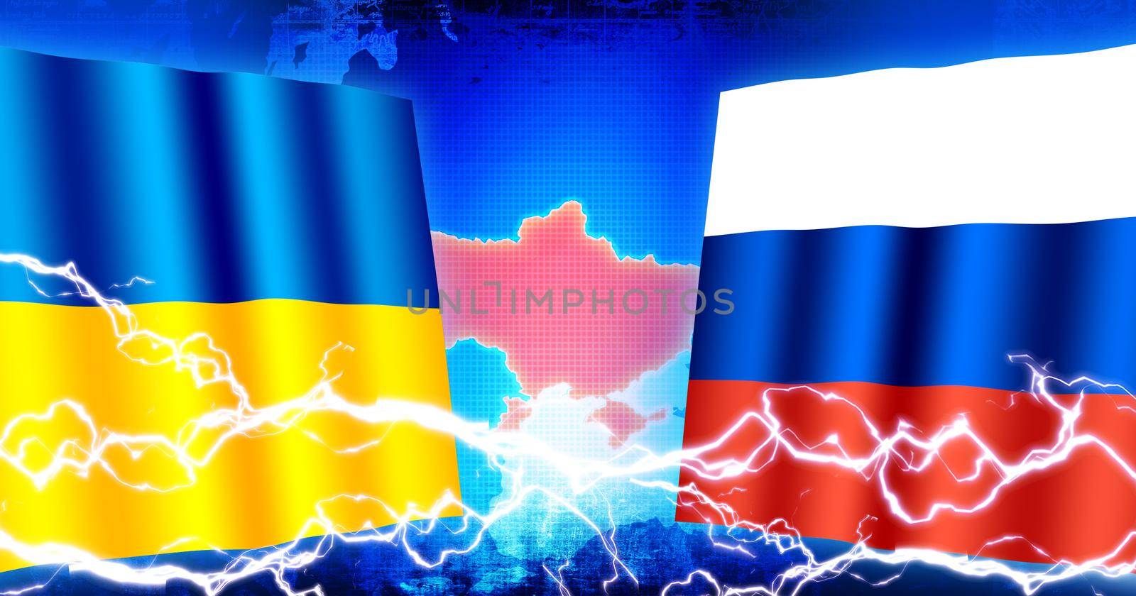 Russia vs Ukraine (War crisis , Political conflict). Web banner illustration