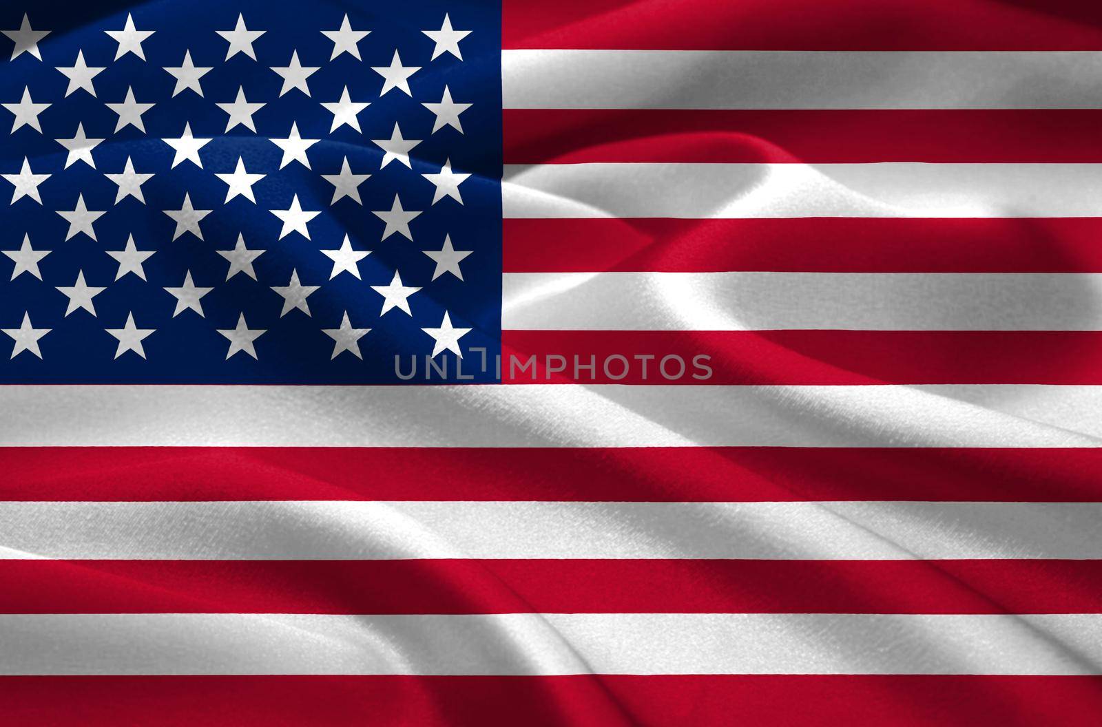 american flag waving in the wind. Close up shot of flag symbols of United States of America