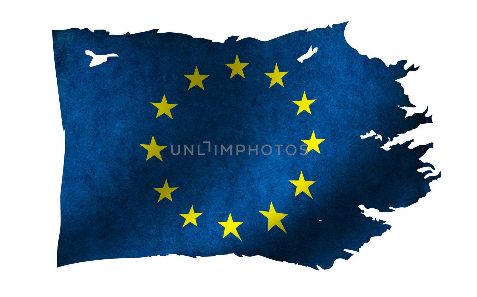 Dirty and torn EU (European union ) flag illustration by barks