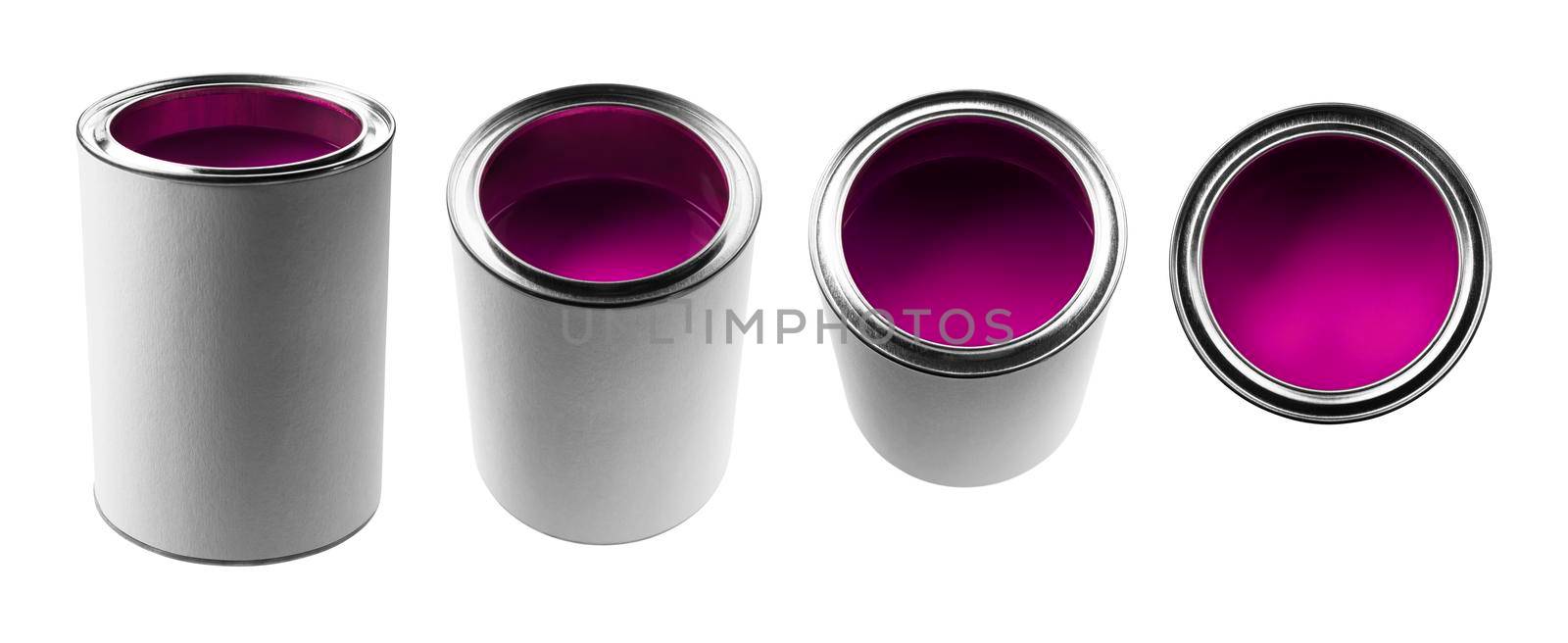 A jar with purple paint in different angles on a white background by butenkow