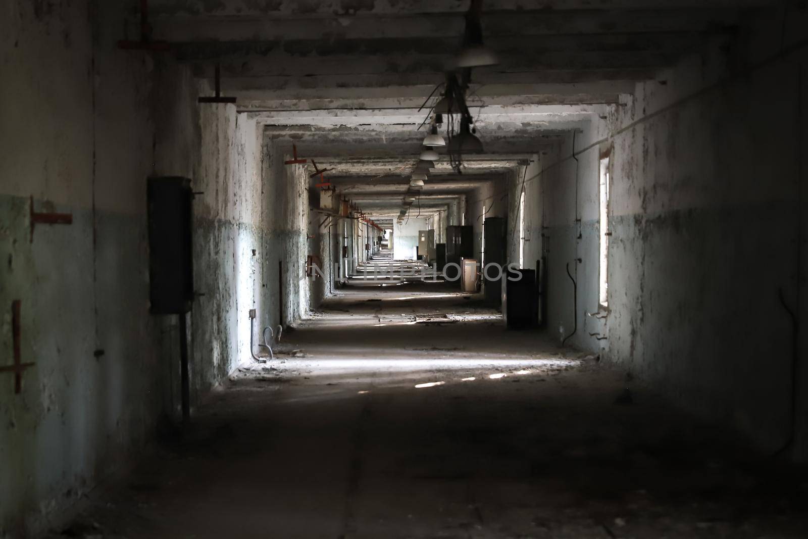 Corridor in Duga Radar Base, Chernobyl Exclusion Zone, Chernobyl, Ukraine