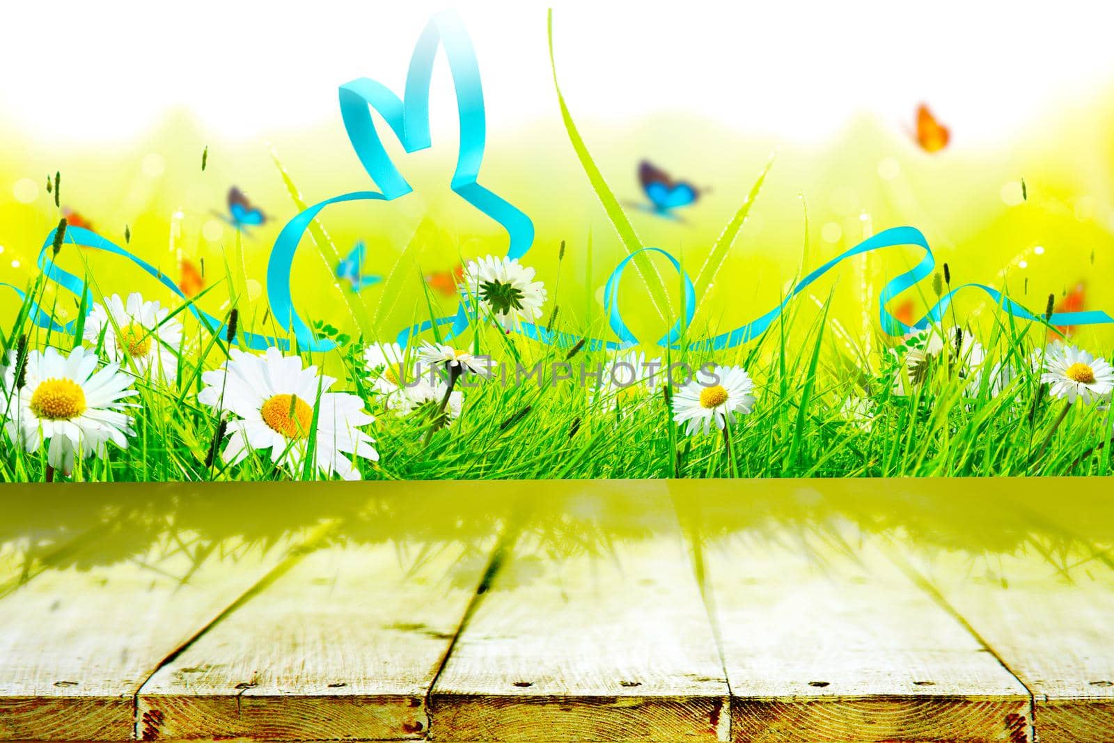 Easter composition with rabbit. Festive decoration. Happy Easter.