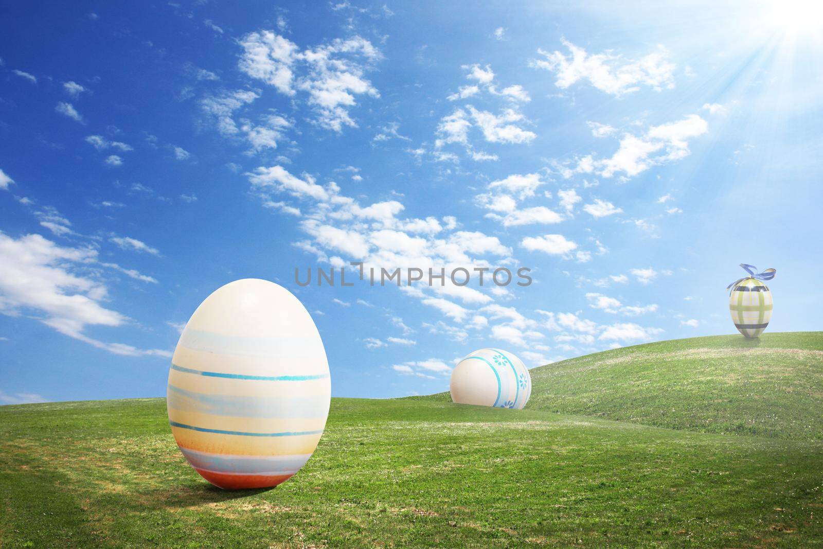 Easter composition with eggs. Festive decoration. Happy Easter.