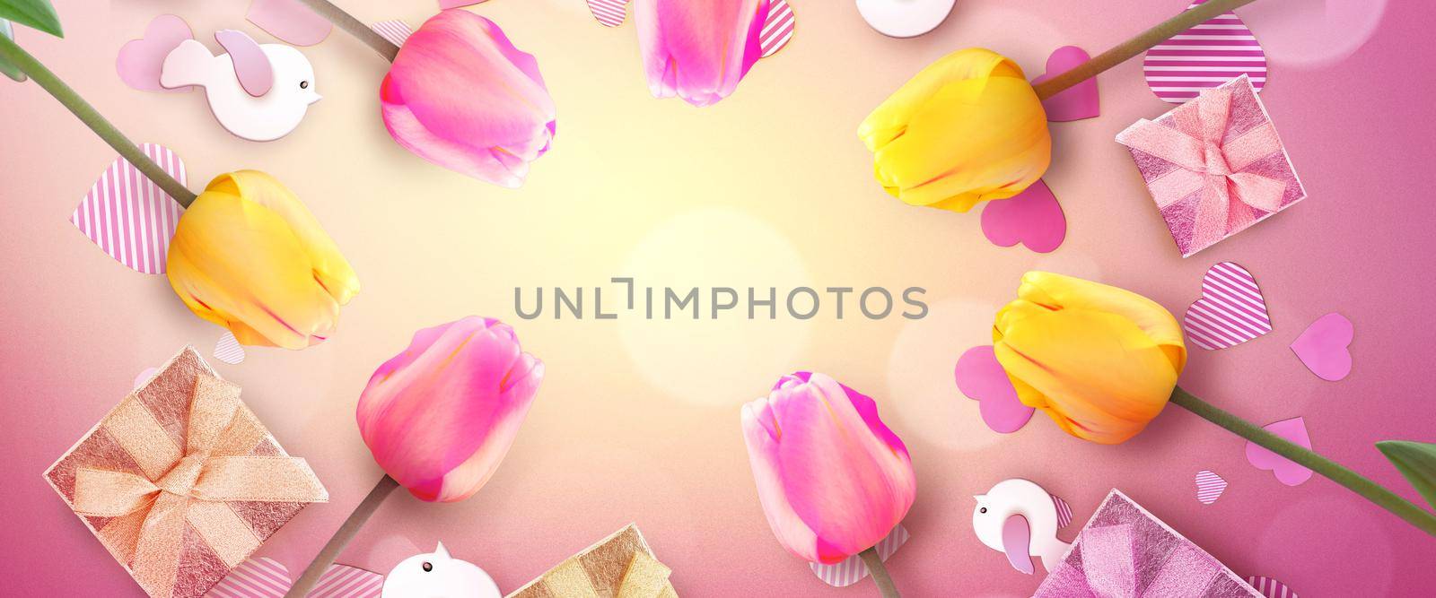 Beautiful tulips. Spring nature background for web banner and card design. by Taut