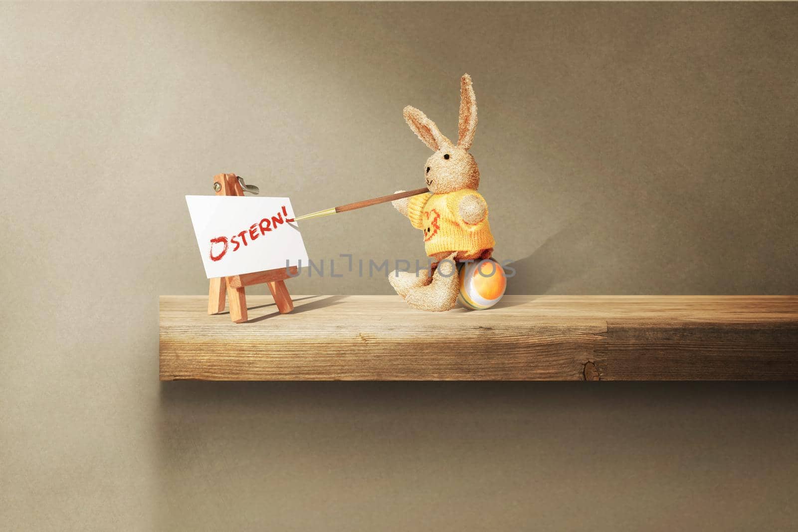 Easter composition with rabbit. Festive decoration. Happy Easter.