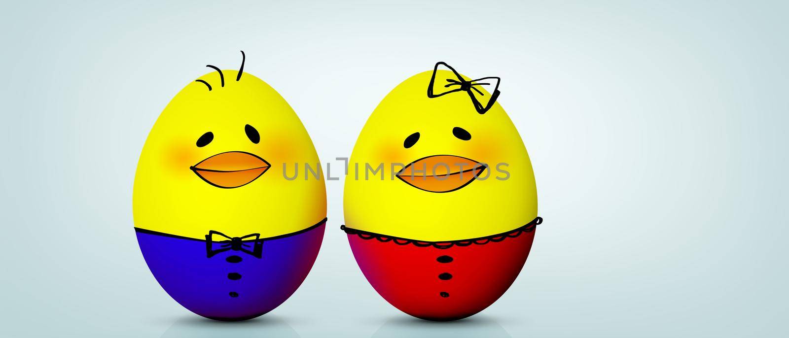 An Easter decoration with Chicken. Easter holiday concept with cute chick.