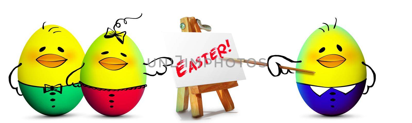 An Easter decoration with Chicken. Easter holiday concept with cute chick.