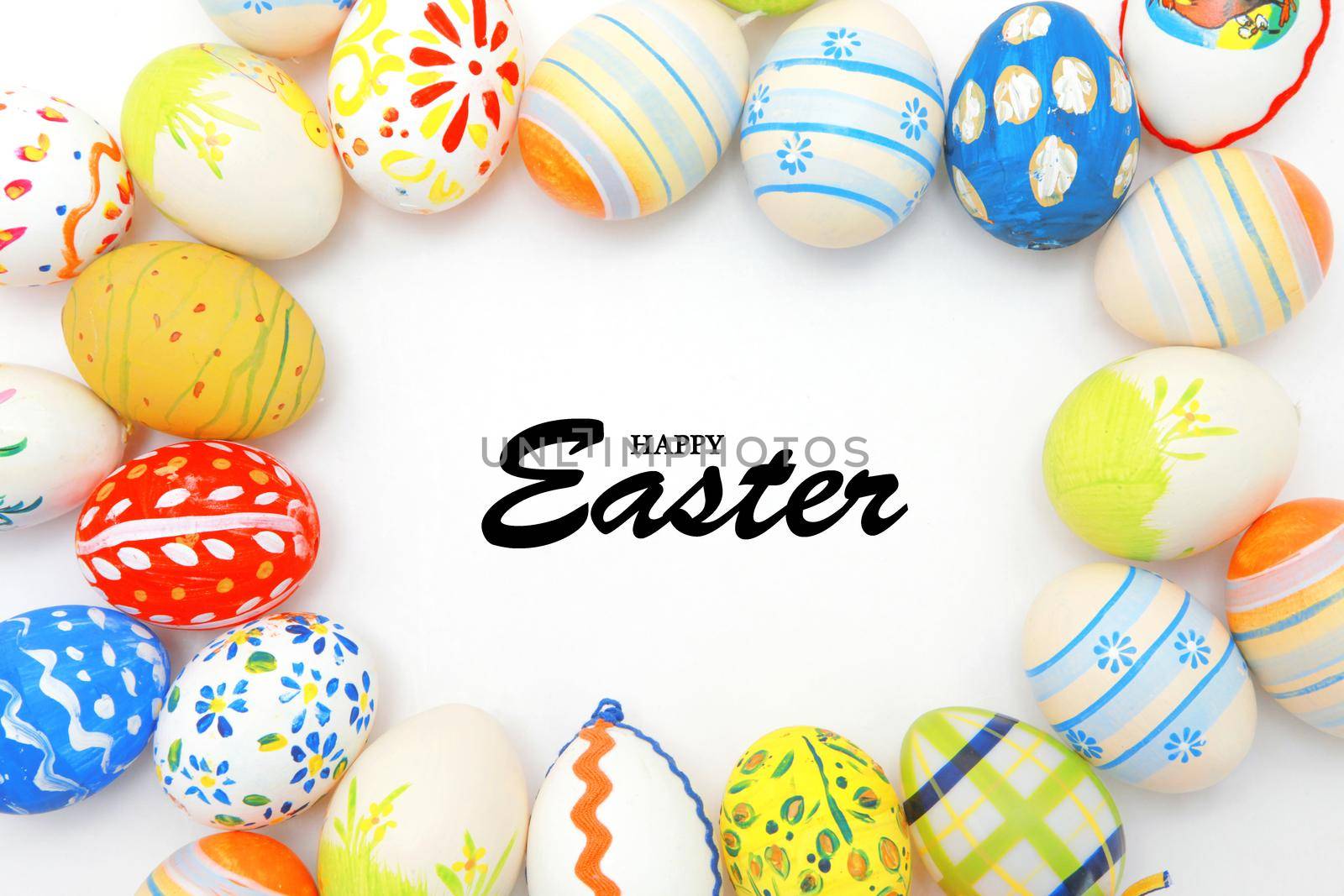 Easter composition with eggs. Festive decoration. Happy Easter.