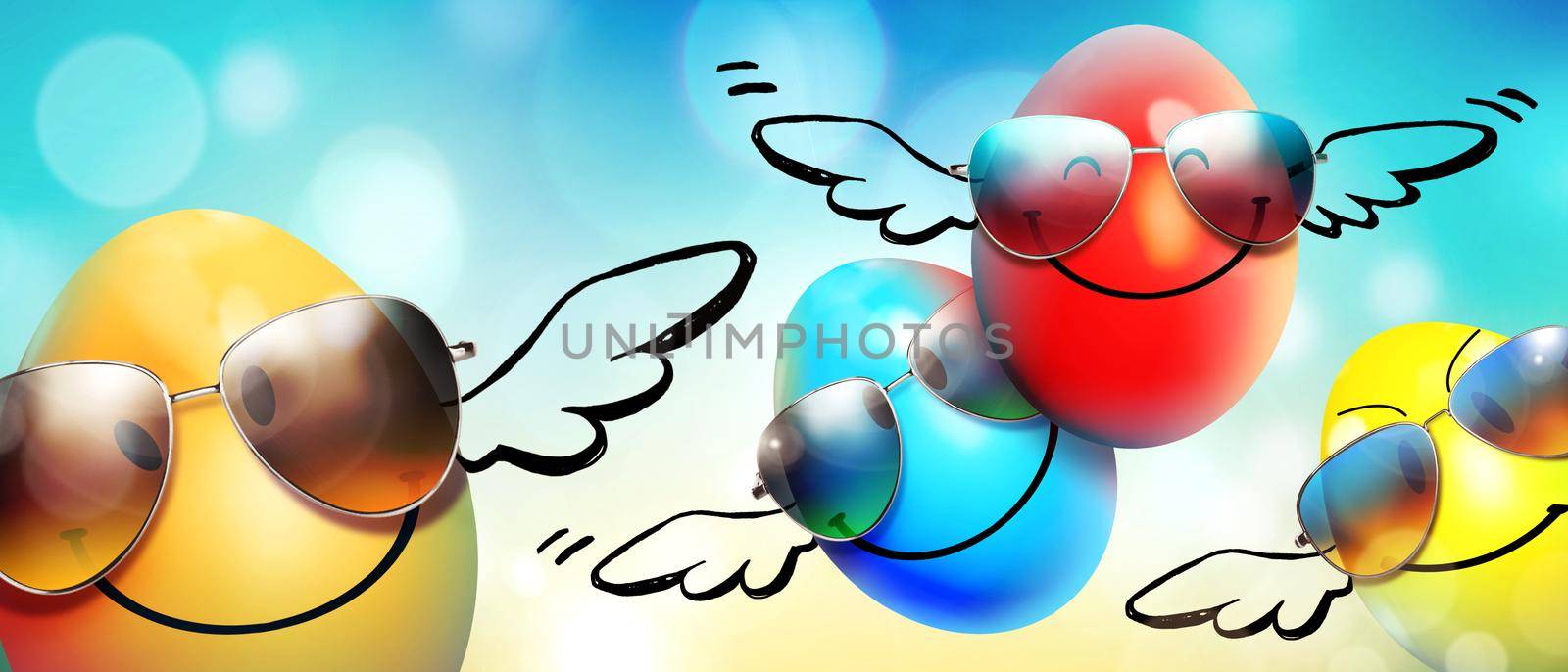 Easter composition with eggs. Festive decoration. Happy Easter.