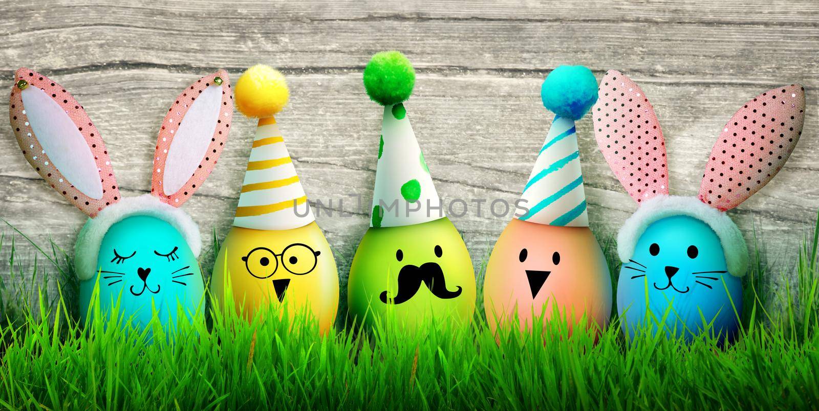 Easter composition with eggs. Festive and decoration.