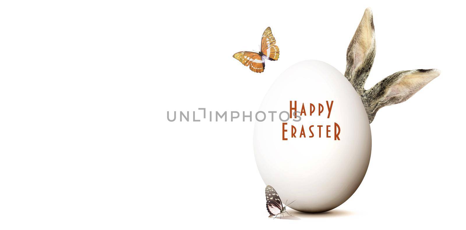 Easter composition with rabbit. Festive decoration. Happy Easter.