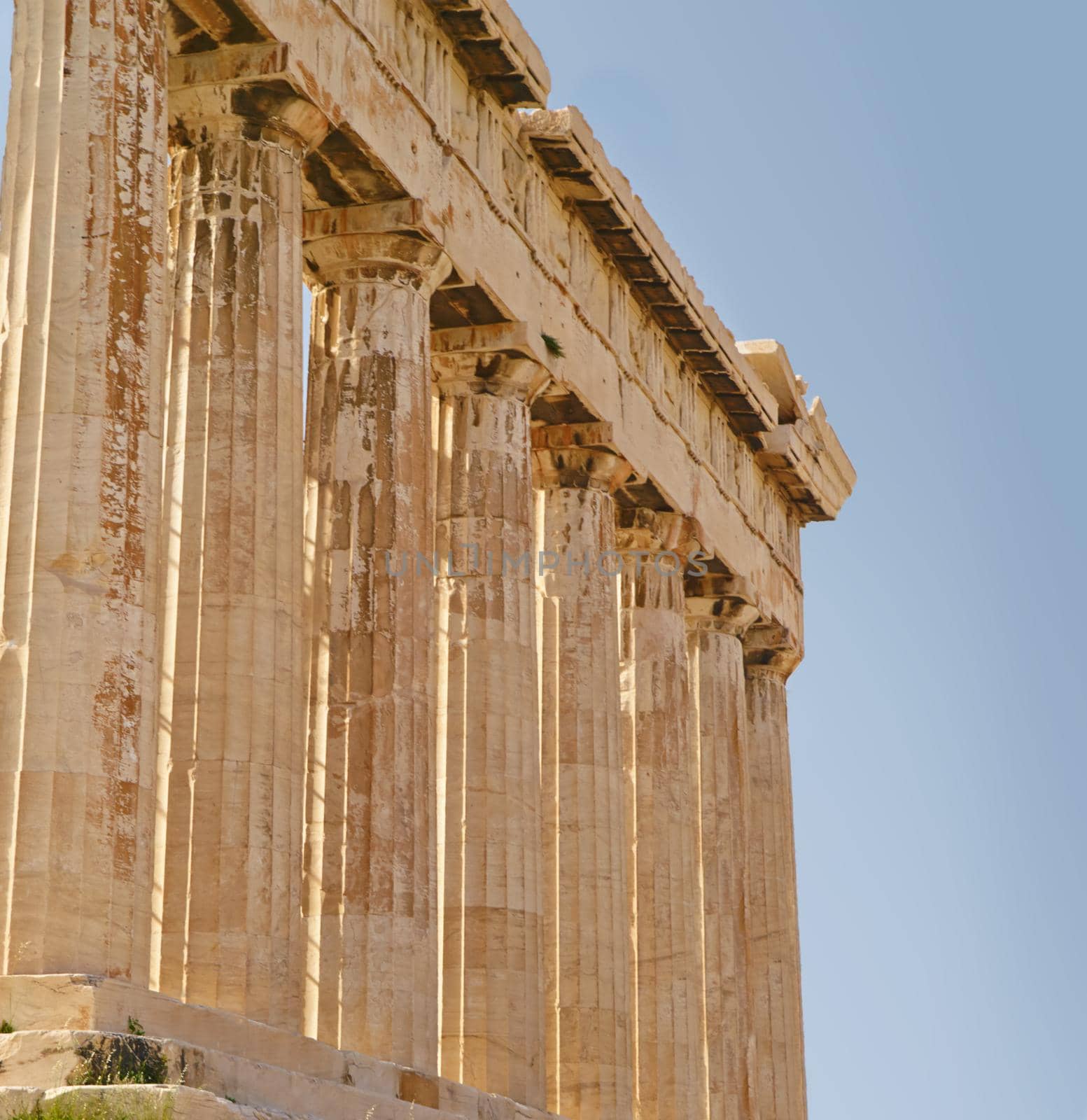 Giant pillars in Acropolis, Greece.