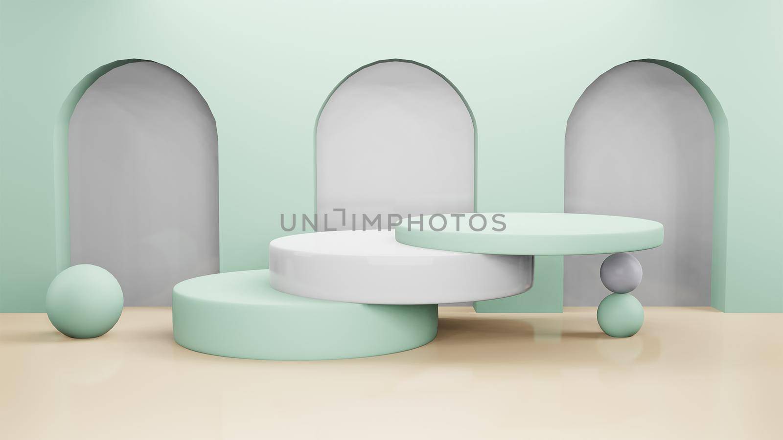 Abstract 3d render, Mock up podium for product presentation, abstract minimal concept, Showcase, blue geometric background, Product Presentation, can be used for commercial advertising by Benzoix