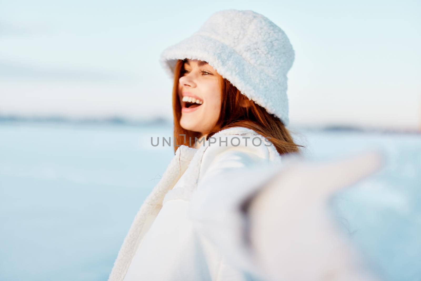 woman winter clothes walk snow cold vacation Fresh air by SHOTPRIME