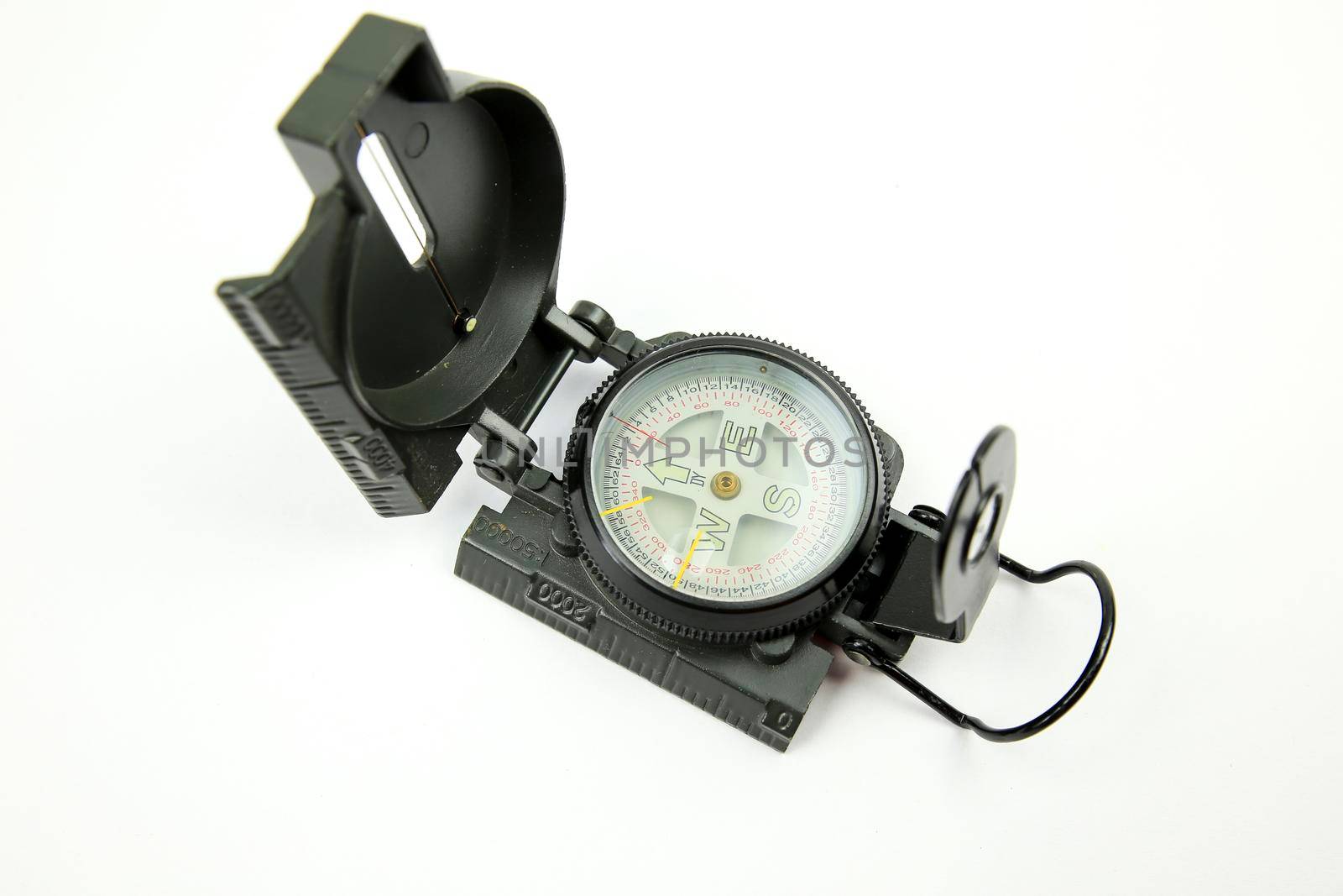 Nice Military green compass on white background