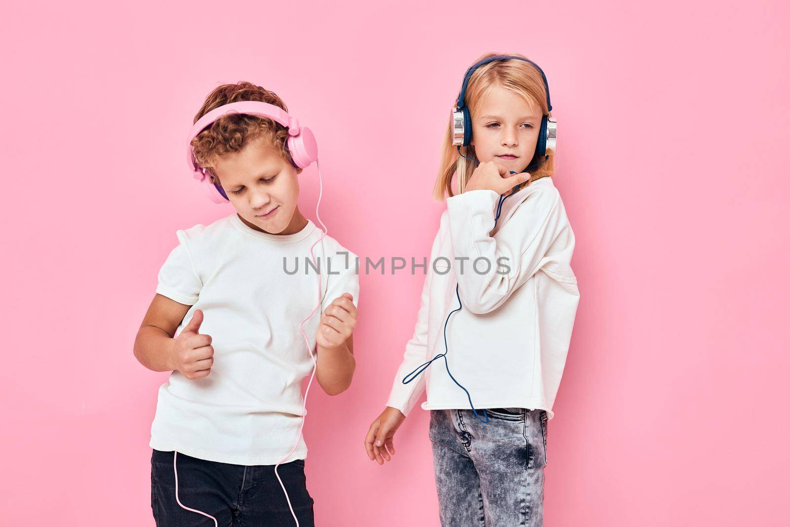 Active young people together fun posing isolated background. High quality photo