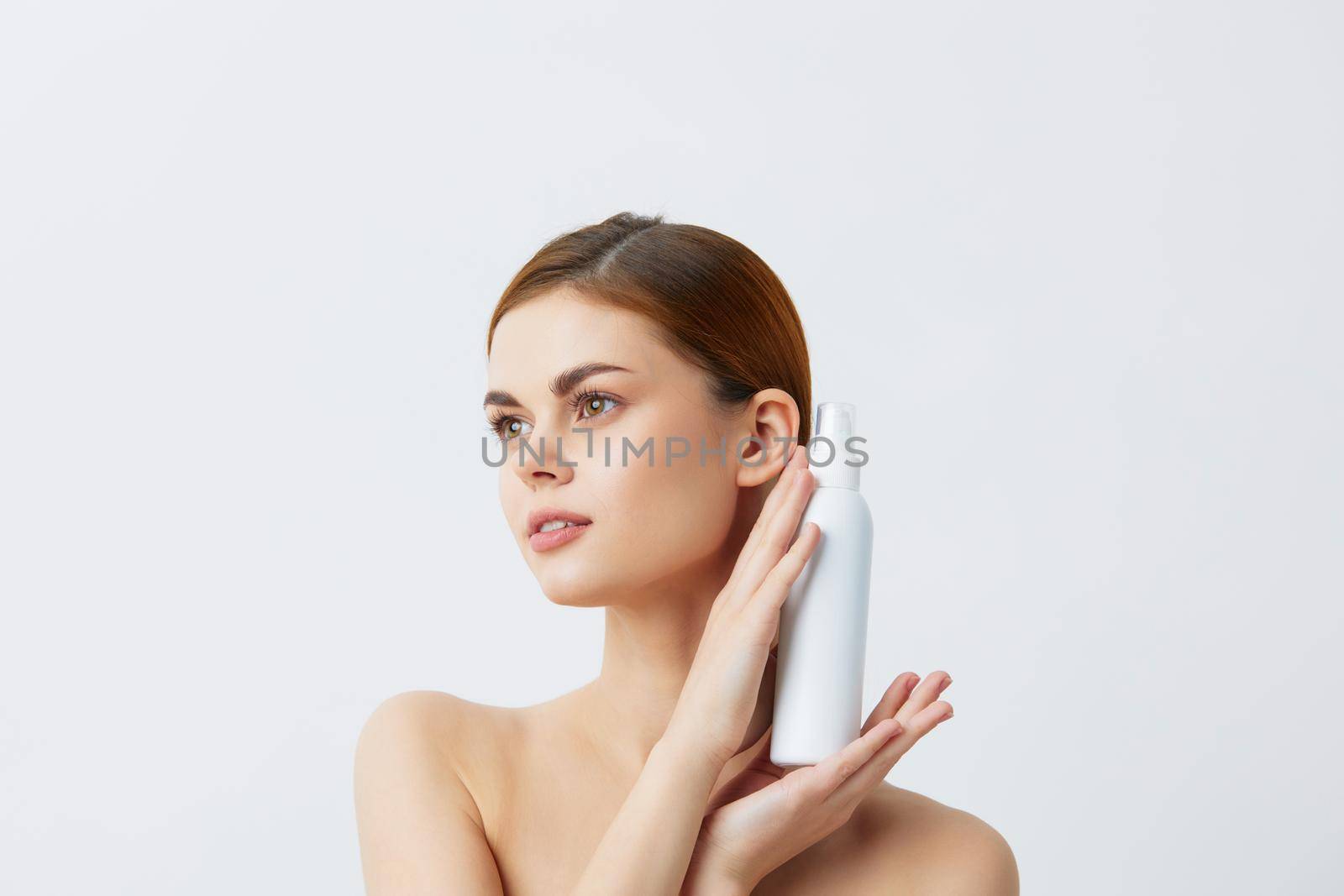 beautiful woman body lotion rejuvenation cosmetics isolated background. High quality photo