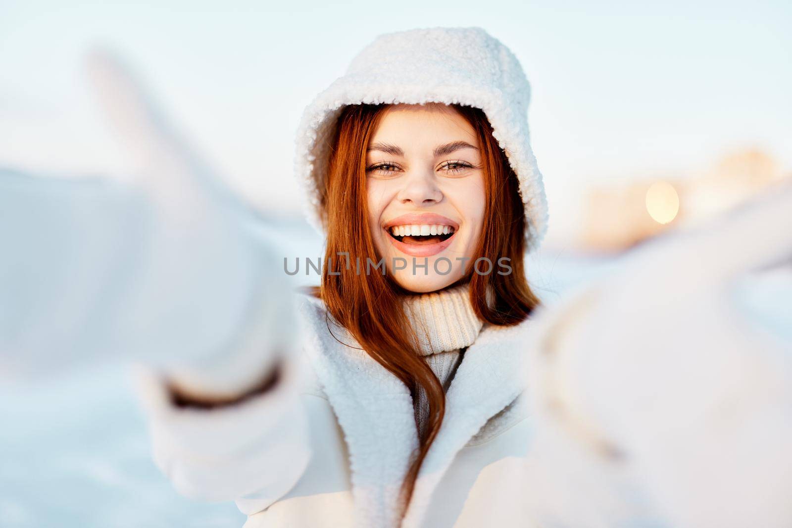 pretty woman winter clothes walk snow cold vacation nature by SHOTPRIME