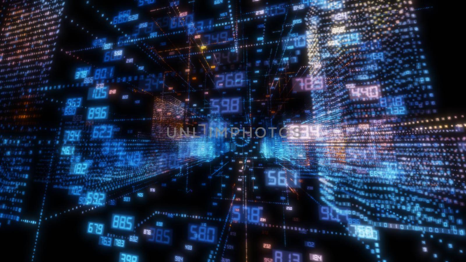 Abstract hologram 3D city with digital buildings by cherezoff