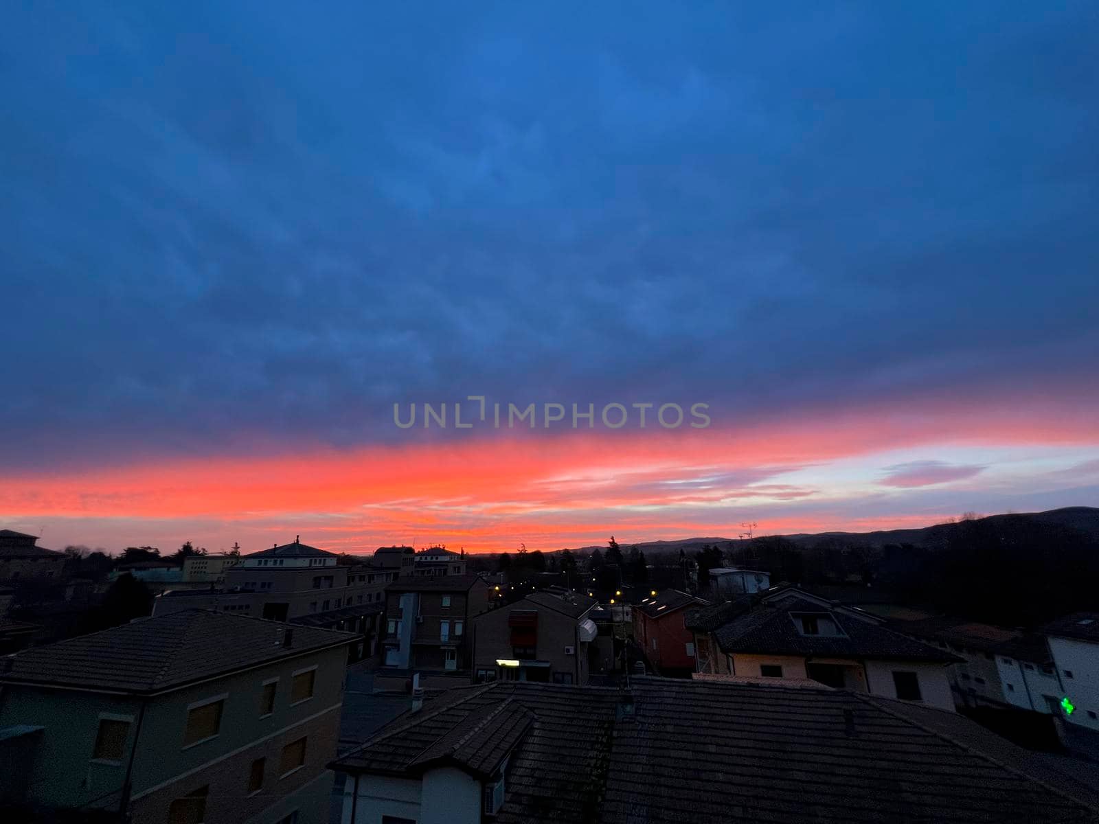 bibbiano reggio emilia beautiful panoramic sunrise over the town by tinofotografie