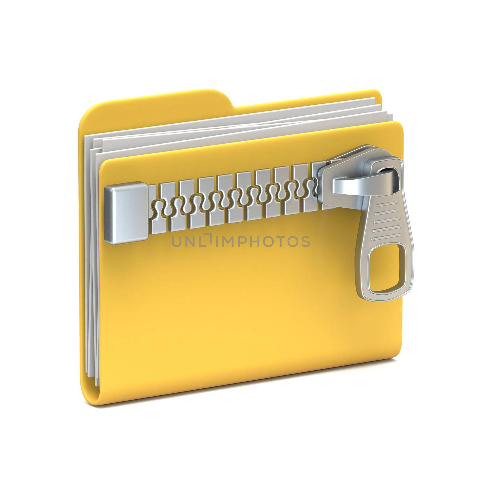 Yellow folder icon Zipper 3D by djmilic