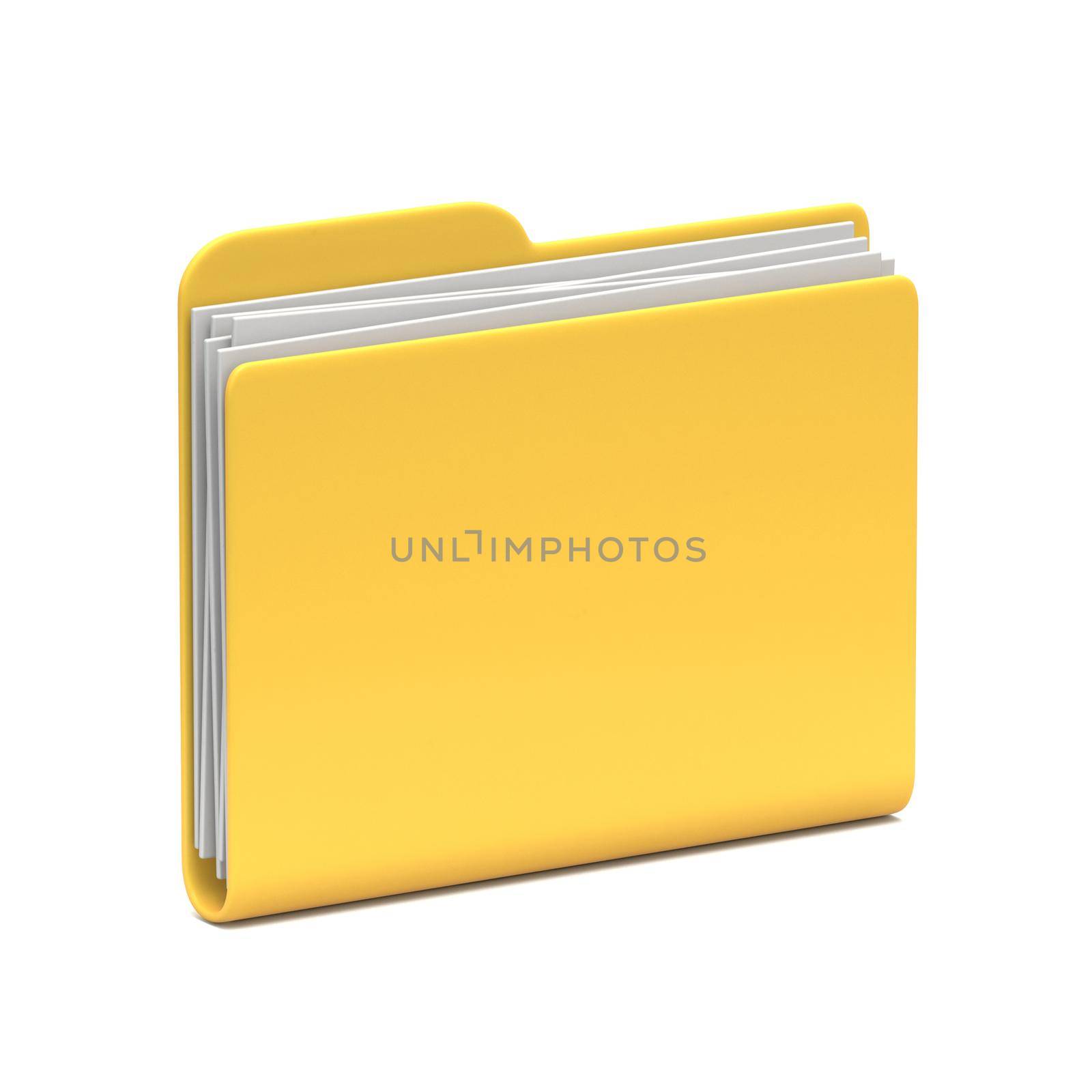 Yellow folder icon closed 3D rendering illustration isolated on white background