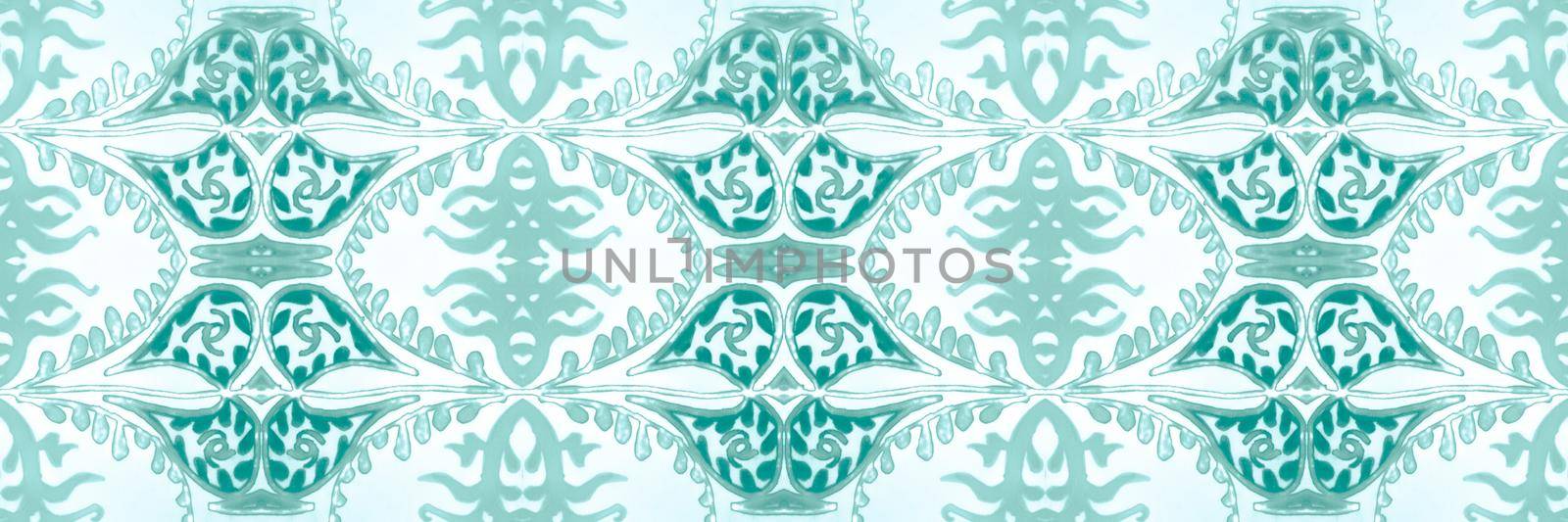 Majolica ornament. Damask ethnic print. Abstract vintage spanish mosaic. Watercolor majolica. Seamless portugal pattern. Floral portuguese design. Italian majolica tile.