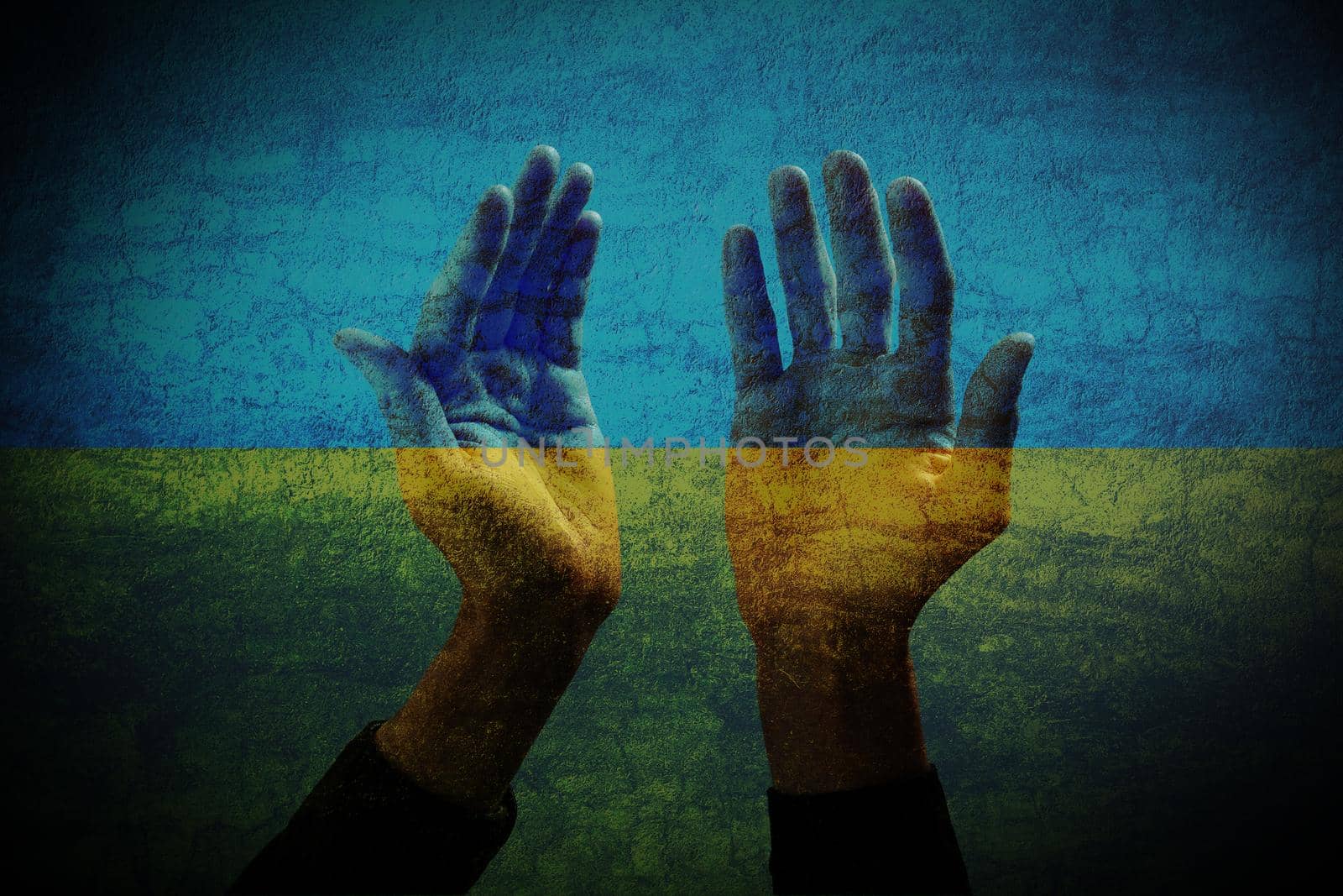 ukraine crisis concept illustration in ukraine flag colors by Andelov13