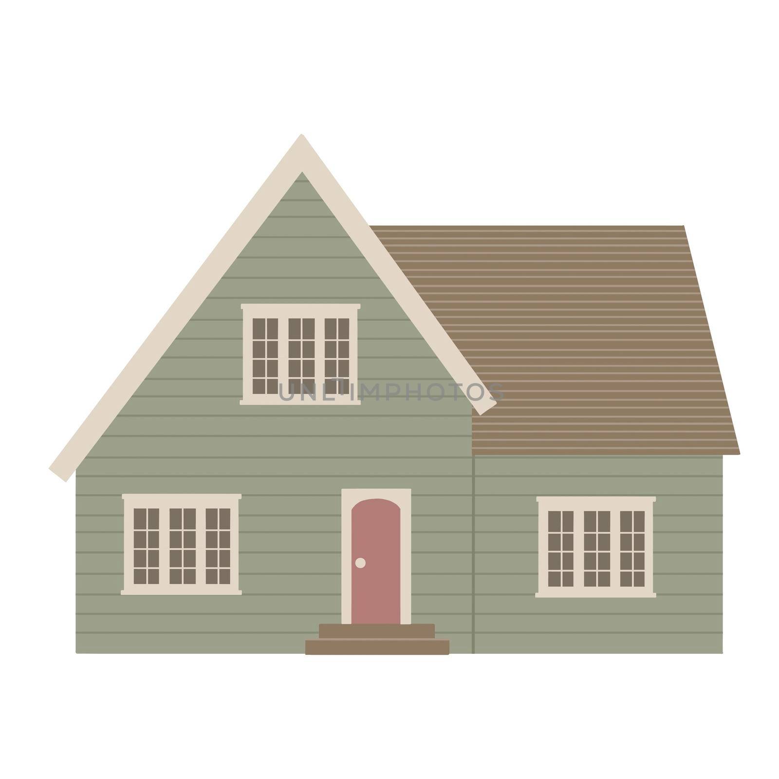 Cute house in flat design, calm colors. High quality illustration