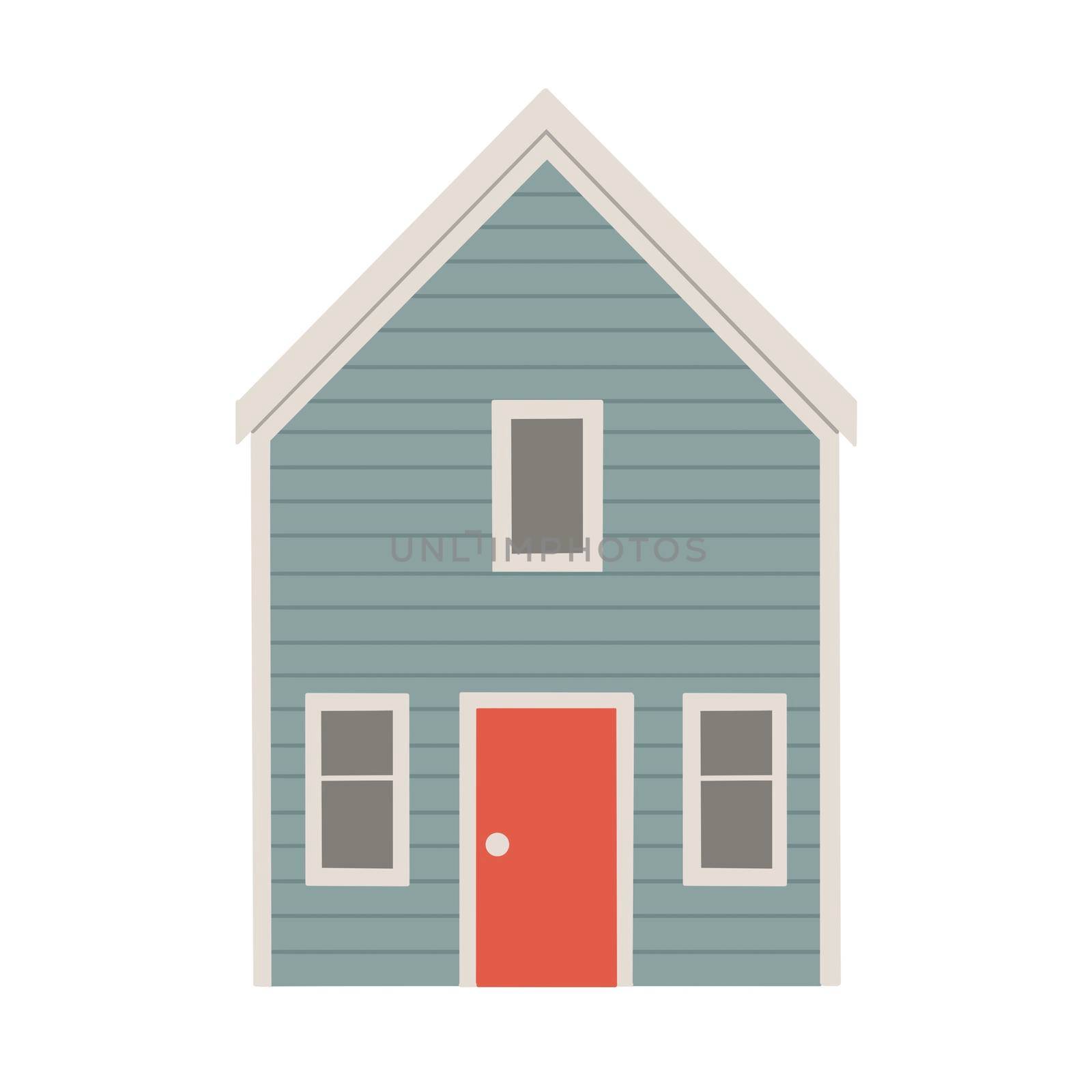 Cute house in flat design, calm colors. High quality illustration