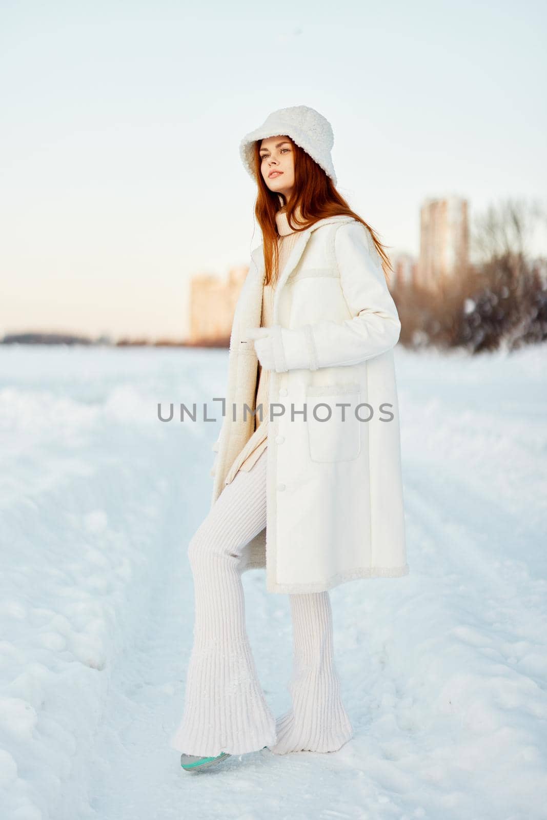 pretty woman winter weather snow posing nature rest Lifestyle by SHOTPRIME