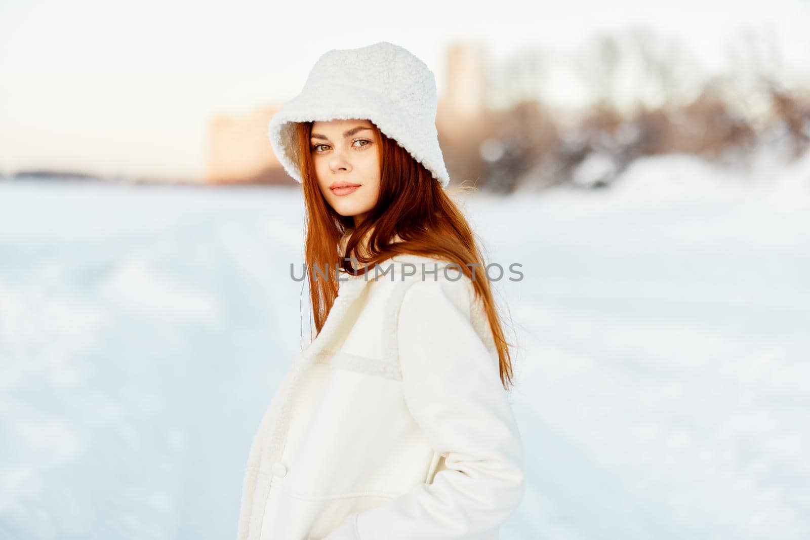 woman winter clothes walk snow cold vacation Lifestyle by SHOTPRIME