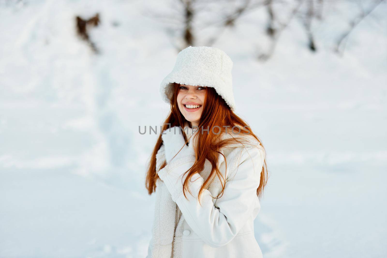 pretty woman winter clothes walk snow cold vacation Fresh air by SHOTPRIME