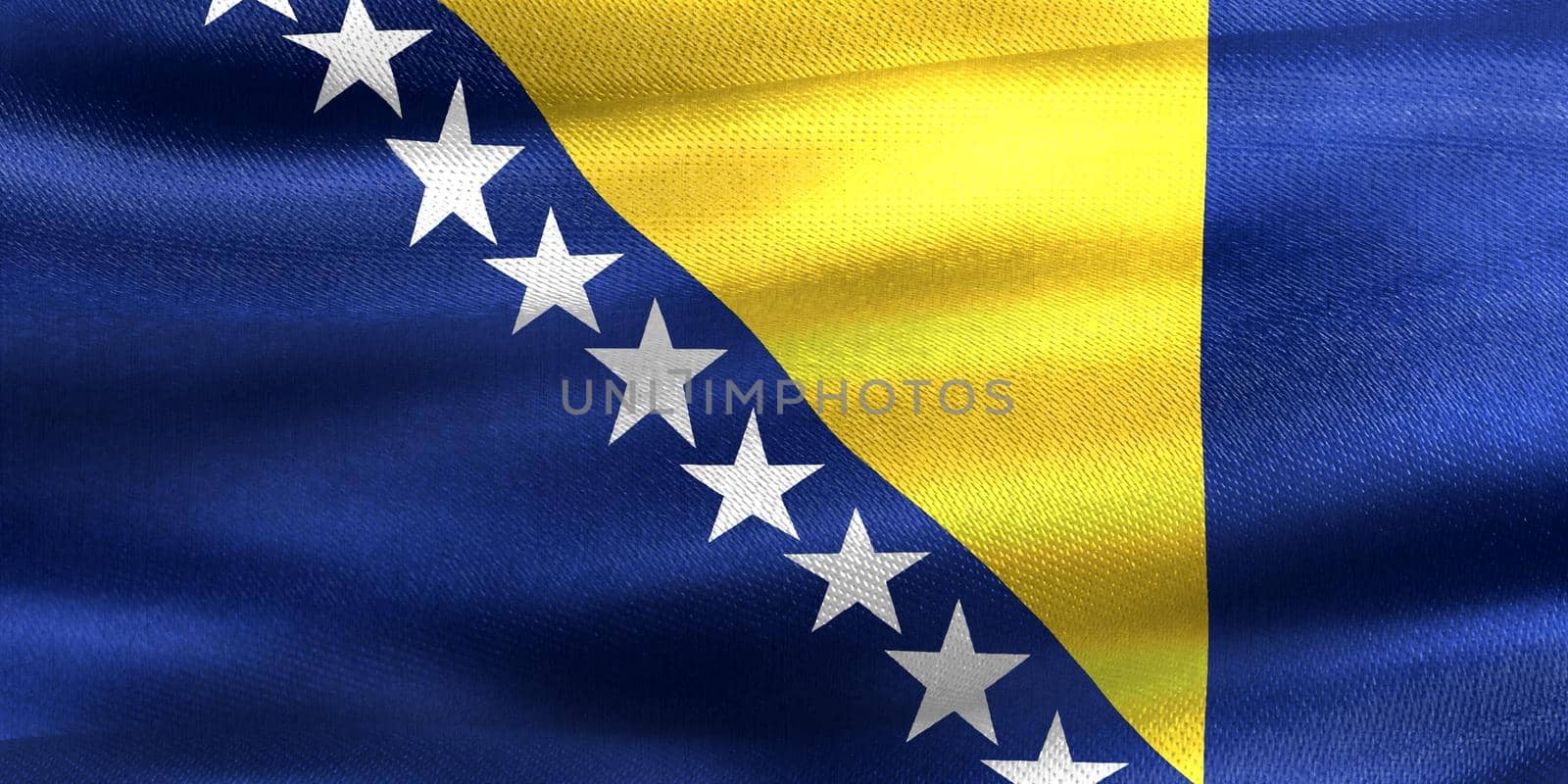 Bosnia and Herzegovina flag - realistic waving fabric flag by MP_foto71