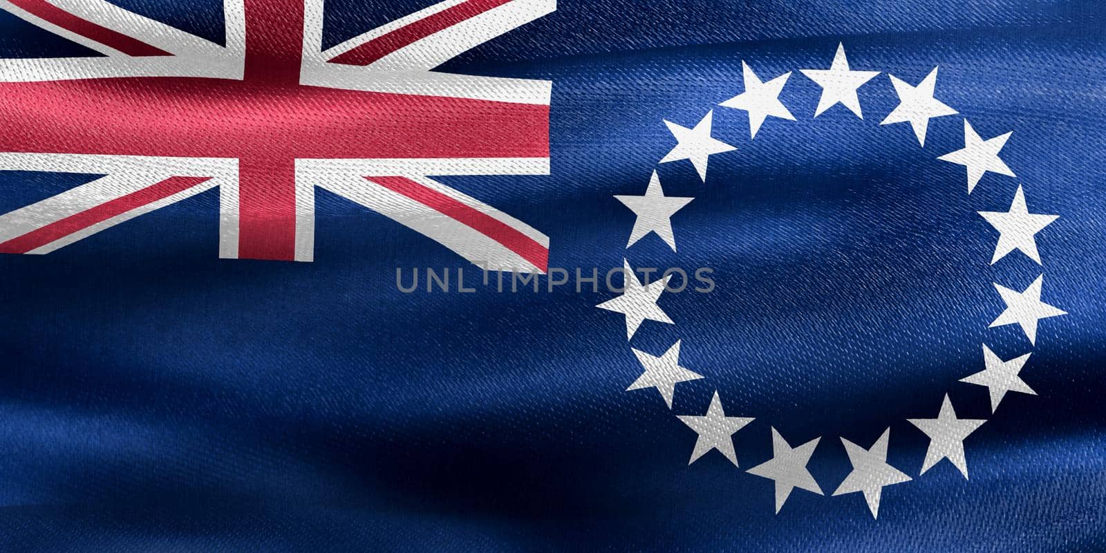 Cook Islands flag - realistic waving fabric flag