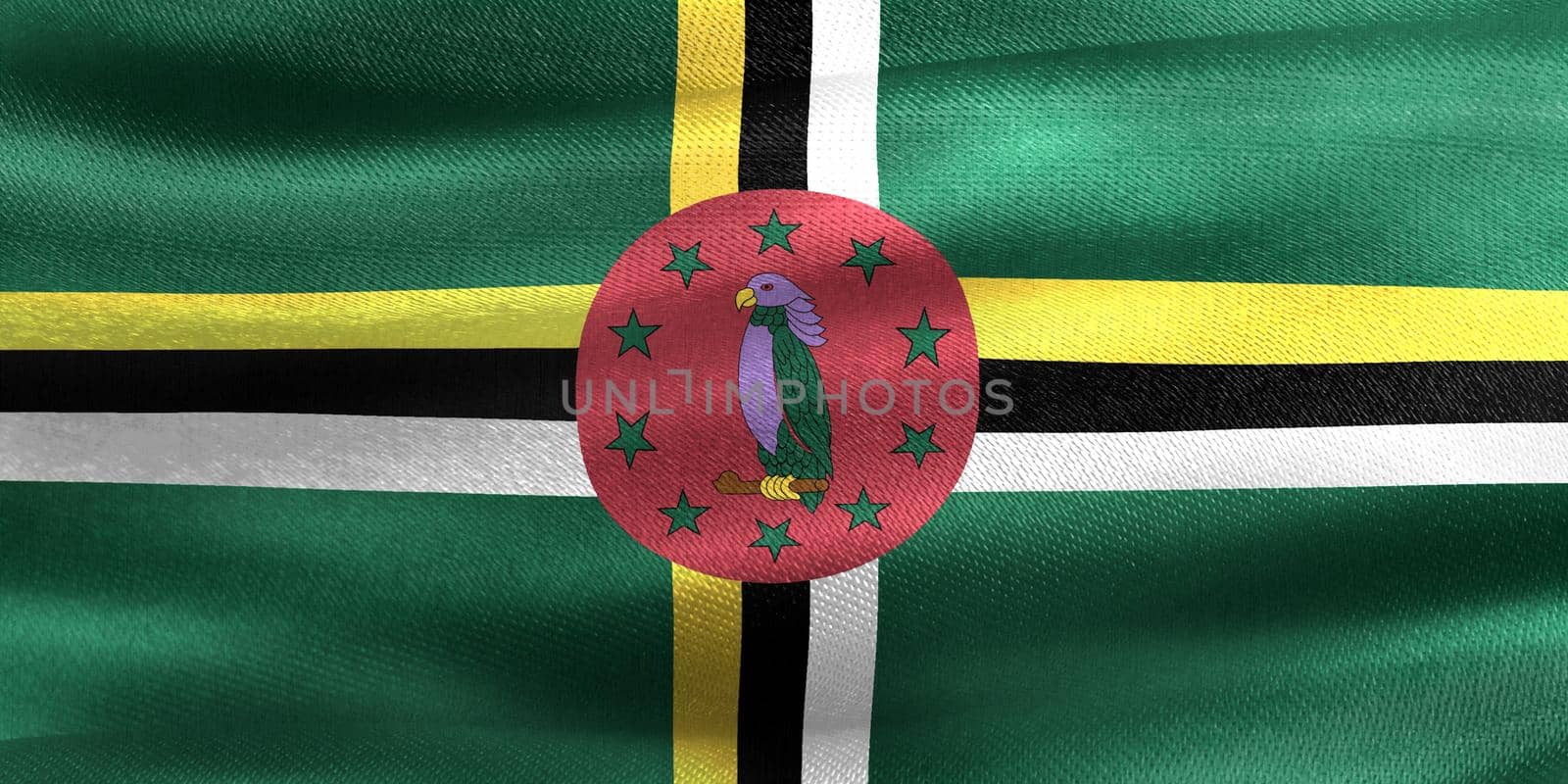 Dominica flag - realistic waving fabric flag by MP_foto71